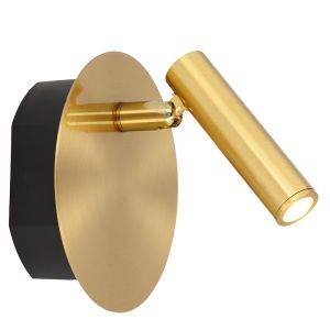 Guld sengelampe modern, Jolijn, 2W, 3000K LED, med brytare