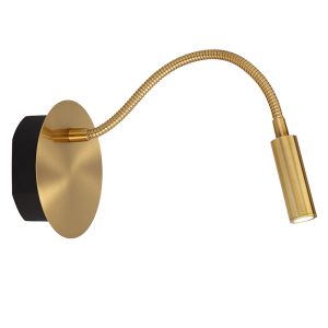 Guld sengelampe modern, Jolijn, 2W, 3000K LED, med brytare