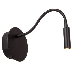 Sort sengelampe modern, Jolijn, 2W, 3000K LED, med brytare