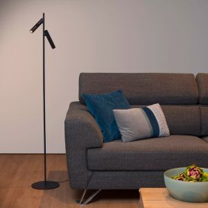 Sort læselampe gulv modern, Philon, 4,5W, 3000K LED, med beröringsdimmer
