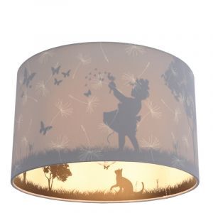 Stof loftlampe til børneværelse grå, Butterfly