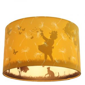 Stof loftlampe til børneværelse gul, Butterfly