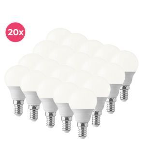 20-pak Lasco E14 LED kuglelampe varm hvid, 5,5w