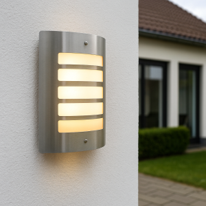 Modern udendørslampe sølv, Manuel, IP44