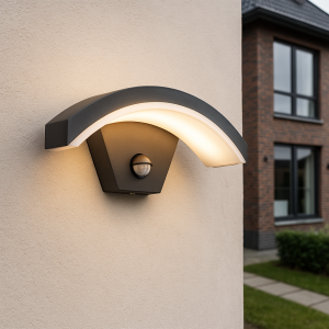 Modern udendørs væglampe med bevægelsessensor sort, Annemay, 6W, 3000K LED, IP54