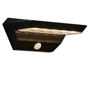 Sort udendørs væglampe solcelle modern, Agena, 4,5W, 3000K LED, IP44