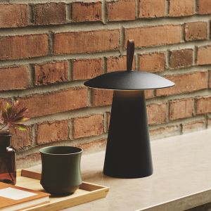 Sort genopladelige bordlampe modern, Ara, 2W, 3000K LED, IP54, med brytare