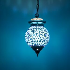 Blå orientalsk pendler lampe mosaik, Nisrin