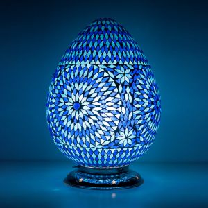 Blå orientalsk bordlampe mosaik, Lara