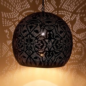 Sort orientalsk pendler lampe filigran, Alyssa