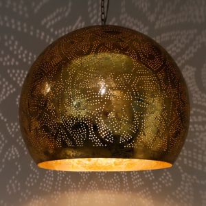 Guld orientalsk pendler lampe filigran, Alyssa