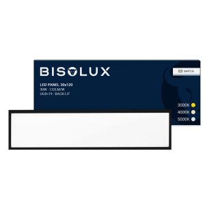 Sort LED panel 30x120 - 100 lm/W - UGR<19 - justerbar hvid - baggrundsbelyst