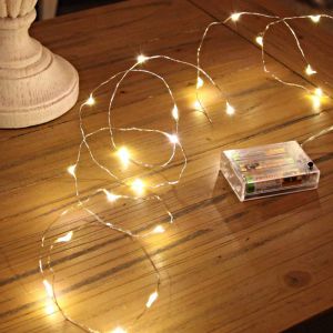 2m batteridrevne LED-ledningslys, 40 LED'er, varm hvid