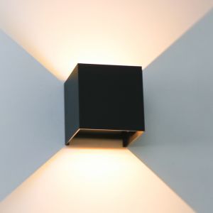 Sort modern up down væglampe aluminium, Dion, 7W, dim to warm LED, IP65