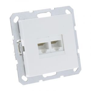 Q-Link S-Line Socket Flush Mount Telefon/Data 2X8-polet, Polar White
