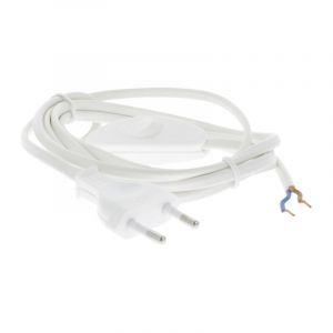 Q-Link tilslutningskabel max 1200w 2 x 0,75 mm. 1,8 m hvid med afbryder