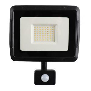 Sort projektør med sensor aluminium, Miro, 50W, 3000K LED, IP65