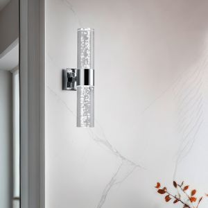 Krom up down væglampe design, Delfina, 3,2W, 3000K LED, IP44