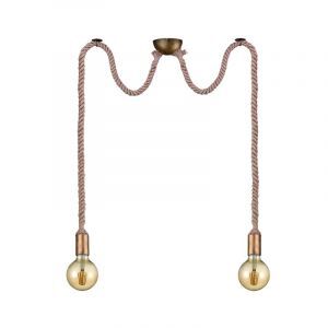Bronze pendler lampe uden skærm rustik, Inca