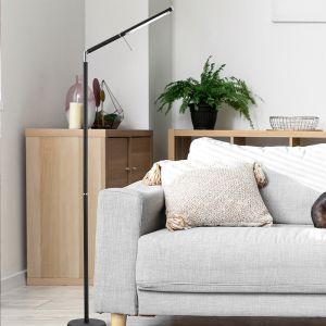 Sort gulv lampe modern, Rebel, 6W, 3000K LED, med beröringsdimmer