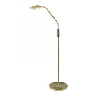 Messing gulv lampe modern, Robin, 12W, 3000K LED, med beröringsdimmer