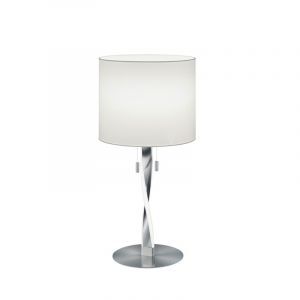 Nikkel bordlampe modern, Ramten, 3W, 3000K LED, med dra i brytare