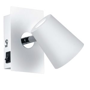Hvid vægspot glas, Laysha, 6W, 3000K LED, med brytare