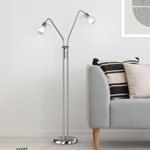 Nikkel gulv lampe modern, Benita, med brytare
