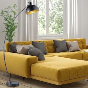 Sort gulv lampe modern, Fiore, med brytare