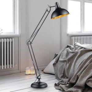 Sort gulv lampe modern, Benoit, med brytare