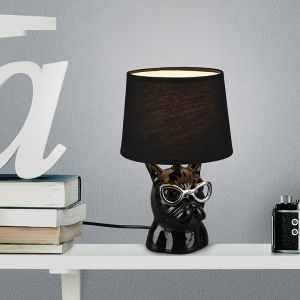Keramik bordlampe til børneværelse sort, Magda, med brytare