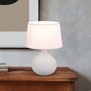Keramik bordlampe hvid, Yesha, med brytare
