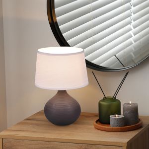 Keramik bordlampe brun, Yesha, med brytare