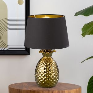 Keramik bordlampe guld, Monsted, med brytare