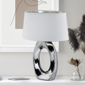 Keramik bordlampe sølv, Moldrup, med brytare