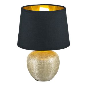Keramik bordlampe guld, Yet, med brytare