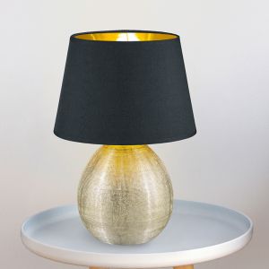 Keramik bordlampe guld, Yet, med brytare