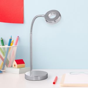 Krom skrivebordslampe modern, Daley, 4W, 3000K LED, med brytare