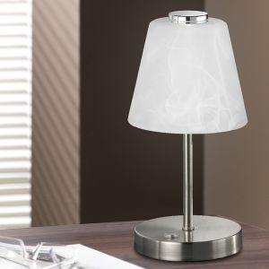 Nikkel bordlampe modern, Nakskov, 2,5W, 3000K LED, med brytare