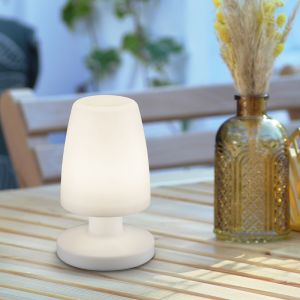 Hvid udendørs bordlampe modern, Maruf, 1,5W, 3000K LED, IP44, med brytare