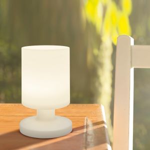 Hvid udendørs bordlampe plast, Wiesje, 1,5W, 3000K LED, IP44, med brytare