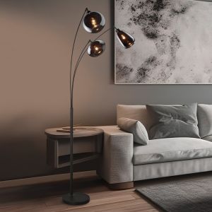 Sort gulvlampe bue modern, Ervin