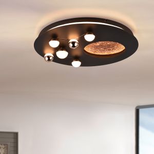 Sort plafond modern, Gilberto, 42W, varm til kold hvid justerbar LED, 3 trins lysdæmper
