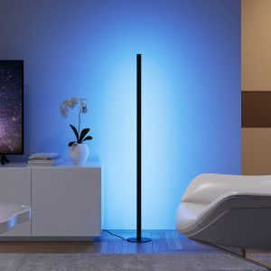 Sort gulv lampe modern, Giliam, 11W, RGB LED, med fjärrkontroll