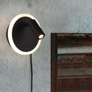 Sort væglampe modern, Sirias, 5W, 3000K LED, med brytare