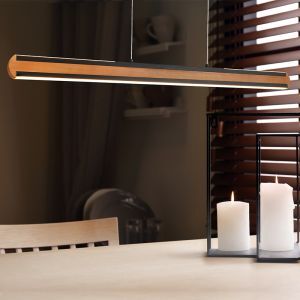 Modern pendler lampe træ, Cengiz, 40W, justerbar lysfarve LED, med brytare
