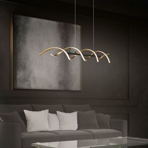 Messing pendel lampe spisebord design, Sylvian, 45W, varm til kold hvid justerbar LED, 3 trins lysdæmper