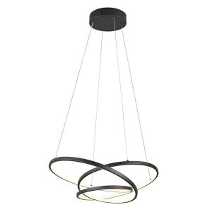 Sort pendler lampe design, Teodore, 34W, white switch LED, 3 trins lysdæmper