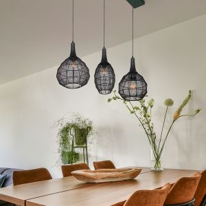 Sort pendler lampe rustik, Rins