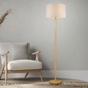 Modern gulv lampe træ, Caya, med brytare